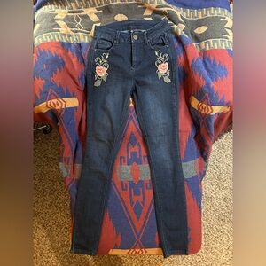 Design Lab Boho Embroidered Floral Denim Skinny Jeans Size 25